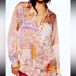 Zara Pink paisley blouse